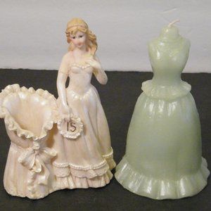 Quinceañera Decor for 15 Year Girl Vase and Dress Candle